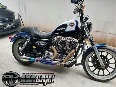 Custom Exhaust Muffler Fit For Harley Davidson Sportster  XL 1200 2 Into 1 • $487