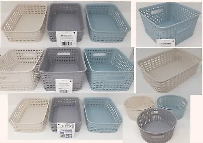 £17.94 • Buy D-Clutter Storage Baskets Rectangle Various Sizes Blue Grey Cream Stackable