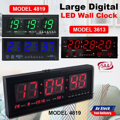 Digital Home Temperature Large Big Jumbo LED Wall Desk Clock With Calendar • $39.98