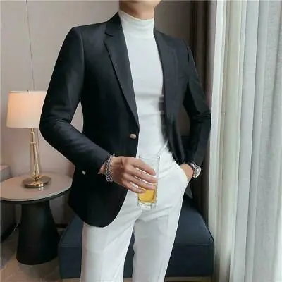 $62.50 • Buy Korean Slim Fit Men's Blazer Leisure Single-Breasted Formal Dress Suit Jacket