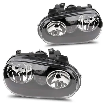 $104.99 • Buy Black Front Headlights Assembly Kit Pair For Volkswagen Golf Cabrio 8117053270