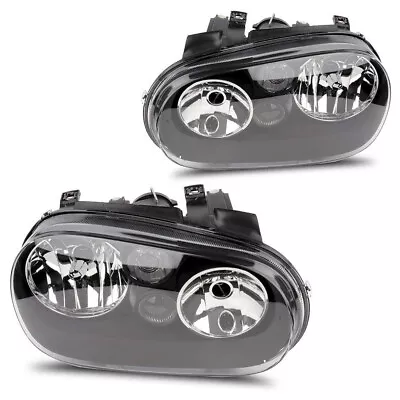 Black Front Headlights Assembly Kit Pair For Volkswagen Golf Cabrio 8117053270 • $95.54