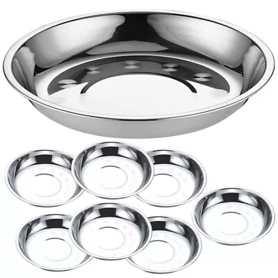  8 Pcs Cupcake Cases For Baking Metal Trays Stainless Steel Disc Container • £13.75