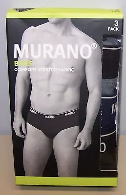 Size L 36-38 Men's Murano Comfort Stretch Fabric Briefs (BlackBlueGray) 3-Pk • $17.99