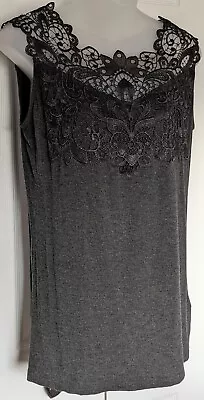 Joan Boyce Charcoal Gray Applique Camisole Tank Top Shirt Size Medium • $14.50