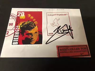 6x4  Sponsors Postcard Hand Signed Ac Milan& Germanys Olivier Bierhoff • £9.99