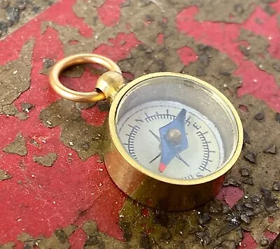 Mini Working Compass Pendant Fob Retro Gold Tone • $12.99