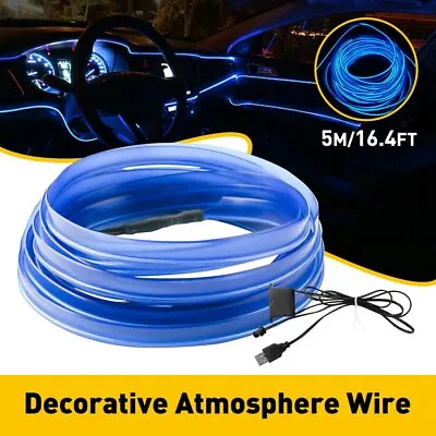 USB 16FT Blue Car LED Strip Interior Atmosphere Light Decor Accessories 12V Lamp • £9.79