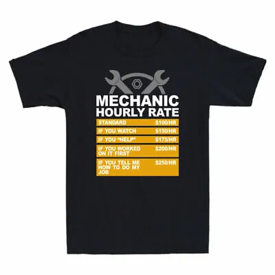 Humor Shirt T-Shirt Vintage Mechanic Gift Funny Hourly Rate Cotton Men's • $28.59