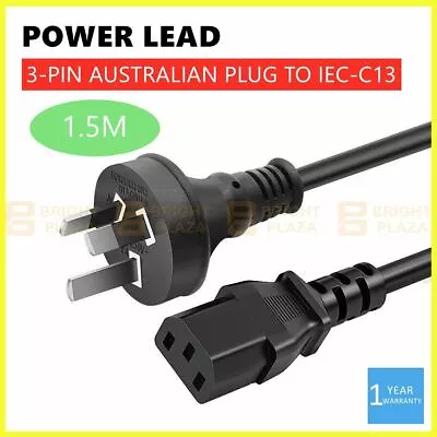 Appliance Power Lead Cable Cord 3 Pin Australian Plug To IEC-C13 Socket 240V 1.5 • $13.95