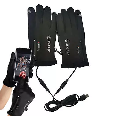 USB Electric Heated Gloves Winter Warm Non-Slip Touch Screen Bike Cycling  • $20.47