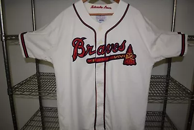 Atlanta Milwaukee Braves Vtg 90s Starter Sewn Logos Jersey Men's Large 1958 Era • $55