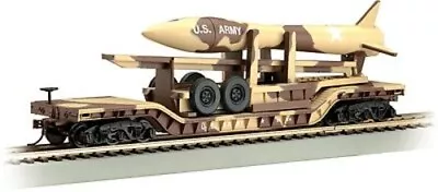 Bachmann 52' Flatcar Desert Military W/Missile - N Scale Model Train Freight • $30.20