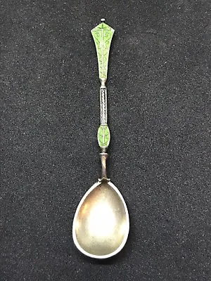 Rare Early 930s Sterling Silver Norway Marius Hammer Enamel Salt Spoon .  • £96.37