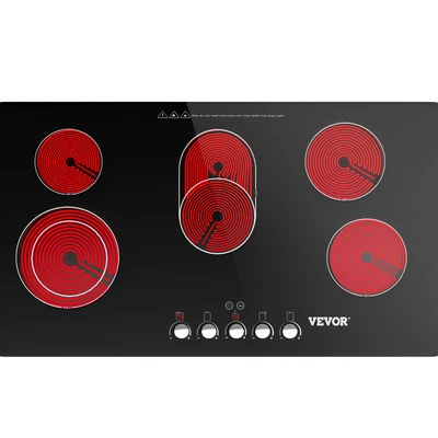 $295.99 • Buy 36'' Electric Ceramic Cooktop 5 Burners Drop-in Stove Top Rotary Konb Countertop