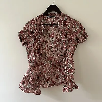 Vintage Blouse Womens Shirt Top Size 10 Multicoloured 100% Cotton Floral Ladies • $14.39
