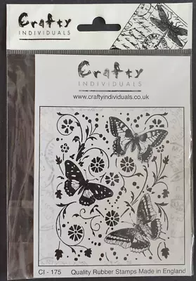 £4.99 • Buy Crafty Individuals - CI - 175 Unmounted Rubber Stamp For Cards - Butterflies