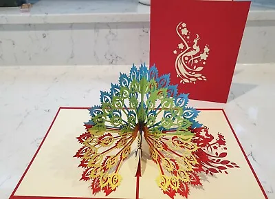 Beautiful Peacock 3D Pop Up  Card.(Mother's Day Birthday Get Well Thank You. • £3.99