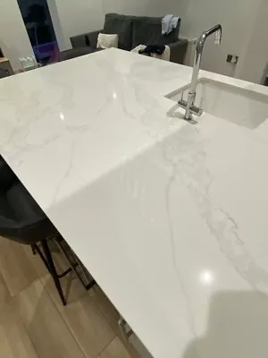 Quartz  Avenza Worktop Island With Grey Veins • £550