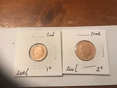 2006  1 And 2 Cent Proof Coins Ex Mint Set  Rare As Pictured Bulk • $30