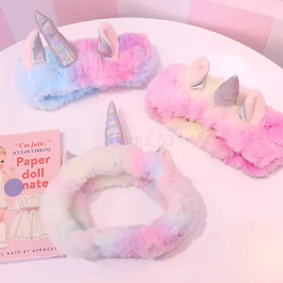 HOT AU Cute Unicorn Ears Makeup Headband Washing Face Bath Spa Elastic Hair Band • $16