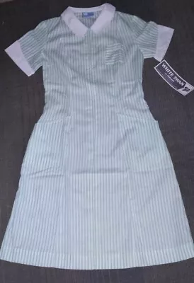 NOS Vintage White Swan Nurse Uniform Retro Dress Green White Striped Costume 12 • $43.87