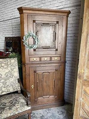 Antique French Corner Cabinet Oak 1800s  Farmhouse  • $2700