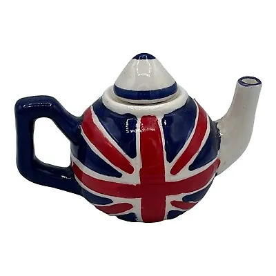 Great Britain Union Jack Mini Teapot Hand Painted Doll Size Child Tea Party Type • £5.97