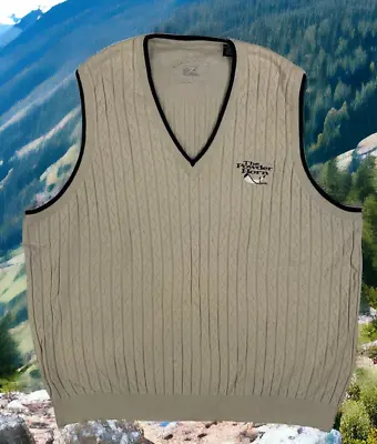 Cutter & Buck Golf Sleeveless Sweater Vest Men's  L Pullover CottonV-Neck Beige • $10.28