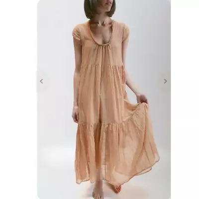 Matta NY Sabrina Rainbow Lurex Cotton Gauze Dress Color-Sand Size Small • $90