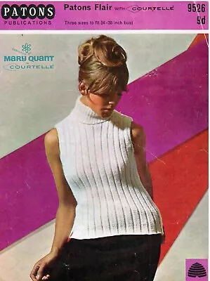 Knitting Pattern Copy MARY QUANT 1960's Summer Rib Top 34 36 38  Bust Dk 56 • £3.59
