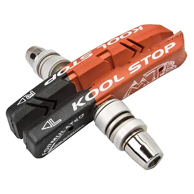 Kool Stop Mountain Brake Pads Threaded Posts Mtb Bike Black/salmon Dual-compound • $14.50