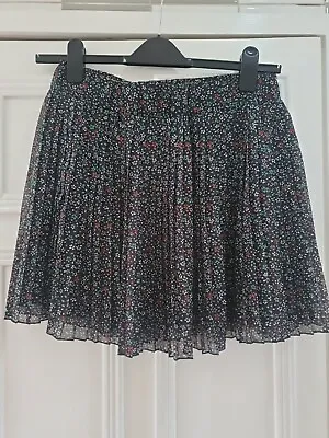 £7.99 • Buy Womens Black Floral Casual Pleated Skirt - Size 12 UK