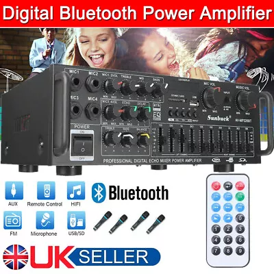 Digital Power Amplifier Bluetooth Remote Stereo HiFi Audio 2CH USB SD Home Car • £39.80