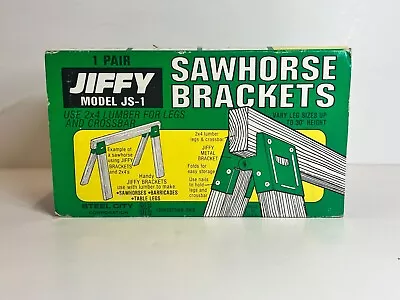 Vintage Jiffy Model JS-1 2x4 Sawhorse Brackets 1 Set Quickly Assemble New • $8.95