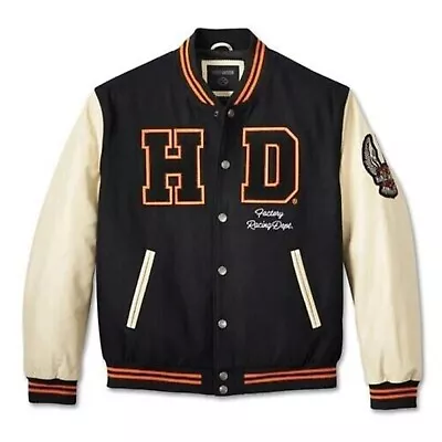 New Harley Davidson Men's Motorcycle Wool Jacket Men's Fashion Varsity Jacket • $55.90