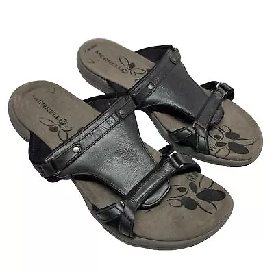 Merrell Glade 2 Open Toe Leather Slide Sandals Shoes Women's Size 9 Midnight • $27.81