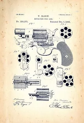 8714.Decoration Poster.Home Room Wall Art Design.1881 Mason Revolver Patent • $21