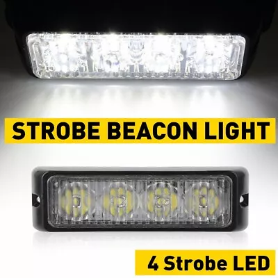 White 4 LED Strobe Light  LED Mini Grille Light Head Hazard Warning Light Bar • $7.59