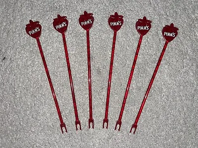 ⭐6 X PIMM'S Strawberry Plastic Cocktail Swizzle Stirrers **BRAND NEW**⭐ • £9.99