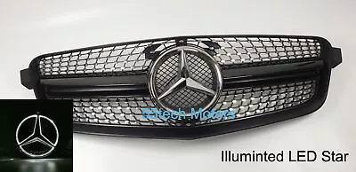 W212 Mercedes E350 E550 Diamond Grill Grille Illuminated LED Star Emblem Chrome • $227.95