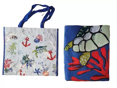 Vera Bradley Beach Tote Bag Anchors Away & Beach Towel Seascape • $36