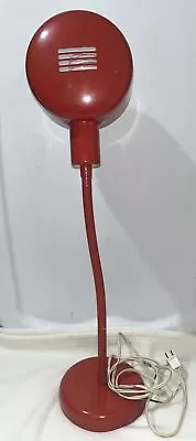 Vtg Gooseneck Desk Lamp Red Metal Leviton Socket Original MCM Tested *Flaws • $49.99