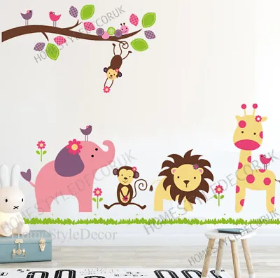 £7.95 • Buy Large Jungle Animals Zoo Wall Decal Stickers Kids Nursery Girls Room Decor Art