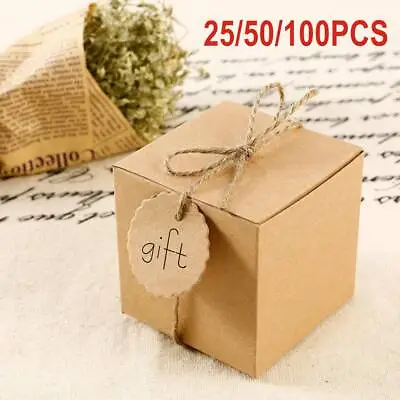 £1.59 • Buy ECO KRAFT Small Natural GIFT BOXES Wedding Favour Chocolate Box | FREE Tags UK
