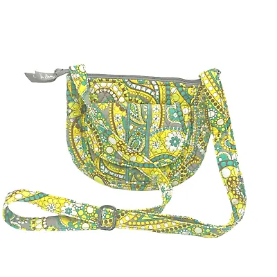 Vera Bradley Lizzy Crossbody Shoulder Bag Lemon Parfait Yellow Paisley Zips 8  • $16.97