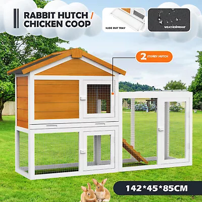 Advwin Rabbit Hutch Chicken Coop Large Outdoor Pet House Wooden Bunny Run Cage • $159.90