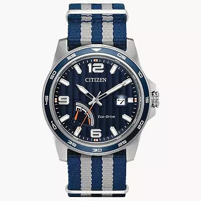 Citizen Men’s PRT Eco-Drive Dark Blue Dial Stainless Steel Watch AW7038-04L • $99.95