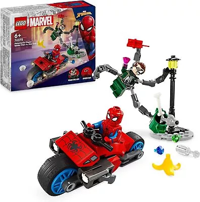 LEGO Marvel Motorcycle Chase: Spider-Man Vs. Doc Ock Motorbike Building Toy...  • £13.90