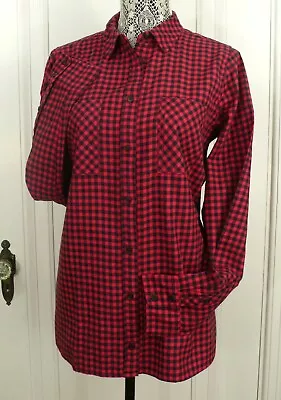 NWT J. CREW Women's COTTON BOY SHIRT In MINI BUFFALO CHECK SIZE 10 VIBRANT RED • $38